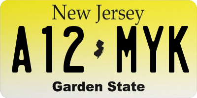 NJ license plate A12MYK
