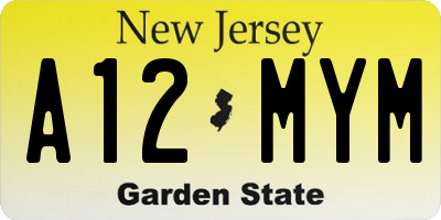 NJ license plate A12MYM