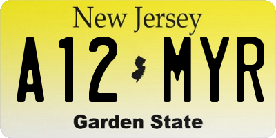 NJ license plate A12MYR