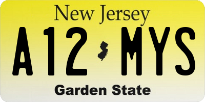NJ license plate A12MYS