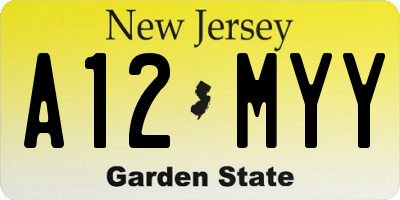 NJ license plate A12MYY