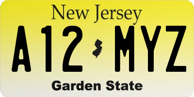 NJ license plate A12MYZ