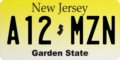 NJ license plate A12MZN