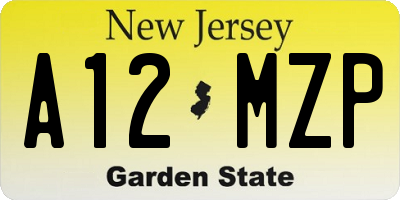 NJ license plate A12MZP