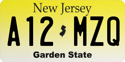 NJ license plate A12MZQ