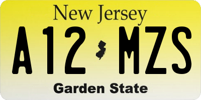 NJ license plate A12MZS