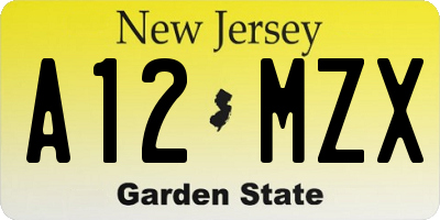 NJ license plate A12MZX