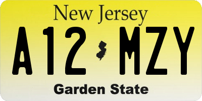 NJ license plate A12MZY