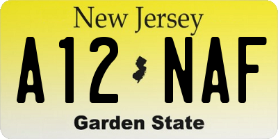 NJ license plate A12NAF