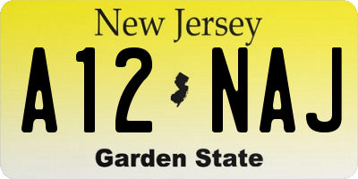 NJ license plate A12NAJ