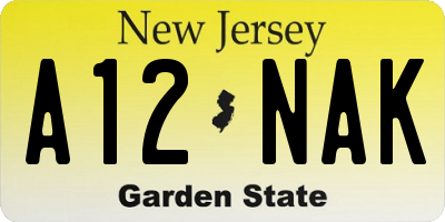 NJ license plate A12NAK