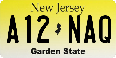 NJ license plate A12NAQ