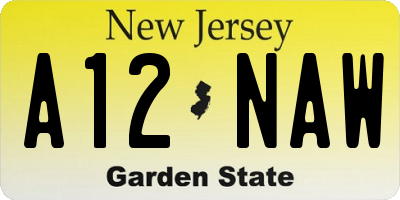 NJ license plate A12NAW