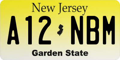 NJ license plate A12NBM
