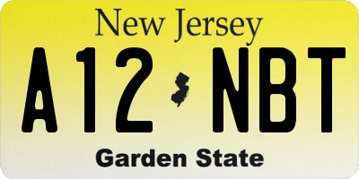 NJ license plate A12NBT
