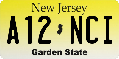 NJ license plate A12NCI