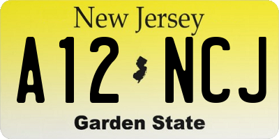 NJ license plate A12NCJ