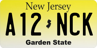 NJ license plate A12NCK