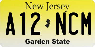 NJ license plate A12NCM