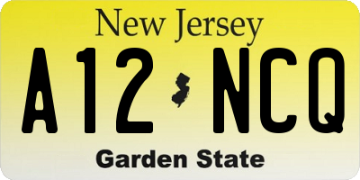 NJ license plate A12NCQ