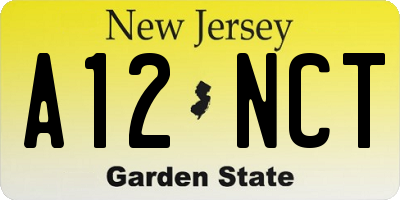 NJ license plate A12NCT