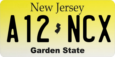 NJ license plate A12NCX