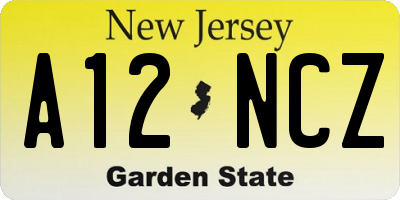 NJ license plate A12NCZ