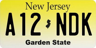 NJ license plate A12NDK