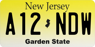 NJ license plate A12NDW