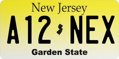 NJ license plate A12NEX