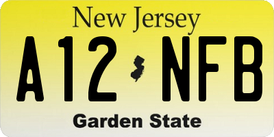 NJ license plate A12NFB