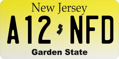 NJ license plate A12NFD