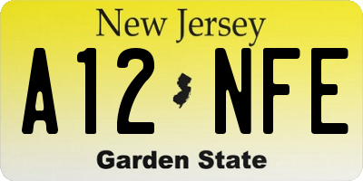 NJ license plate A12NFE