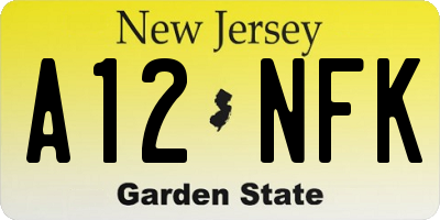 NJ license plate A12NFK