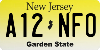 NJ license plate A12NFO