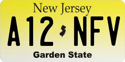 NJ license plate A12NFV