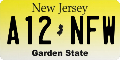NJ license plate A12NFW