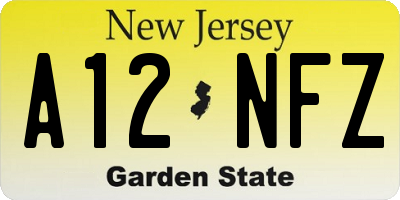 NJ license plate A12NFZ