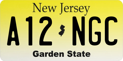 NJ license plate A12NGC