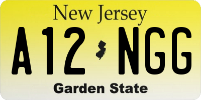 NJ license plate A12NGG
