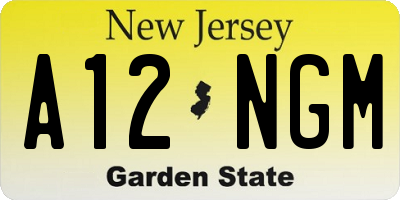NJ license plate A12NGM