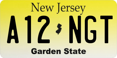 NJ license plate A12NGT
