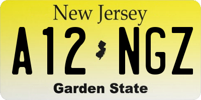 NJ license plate A12NGZ