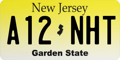 NJ license plate A12NHT