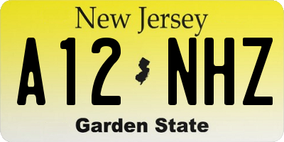 NJ license plate A12NHZ