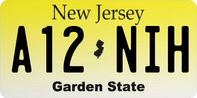 NJ license plate A12NIH