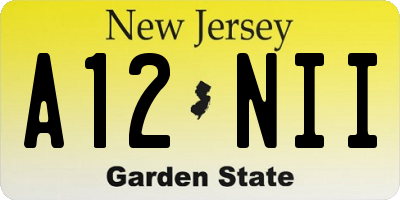 NJ license plate A12NII