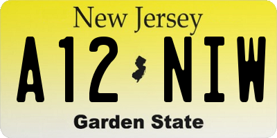 NJ license plate A12NIW