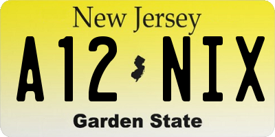 NJ license plate A12NIX
