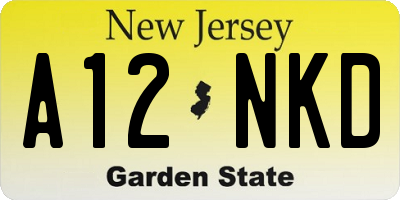 NJ license plate A12NKD